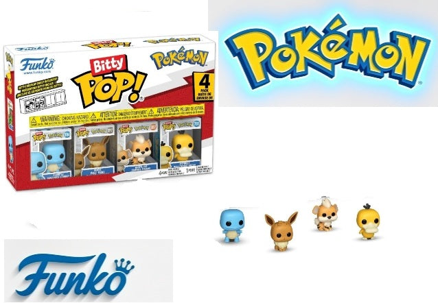 Funko Bitty Pop! Pokémon – Set 4 Mini Figure (Squirtle, Eevee, Growlithe, Psyduck)